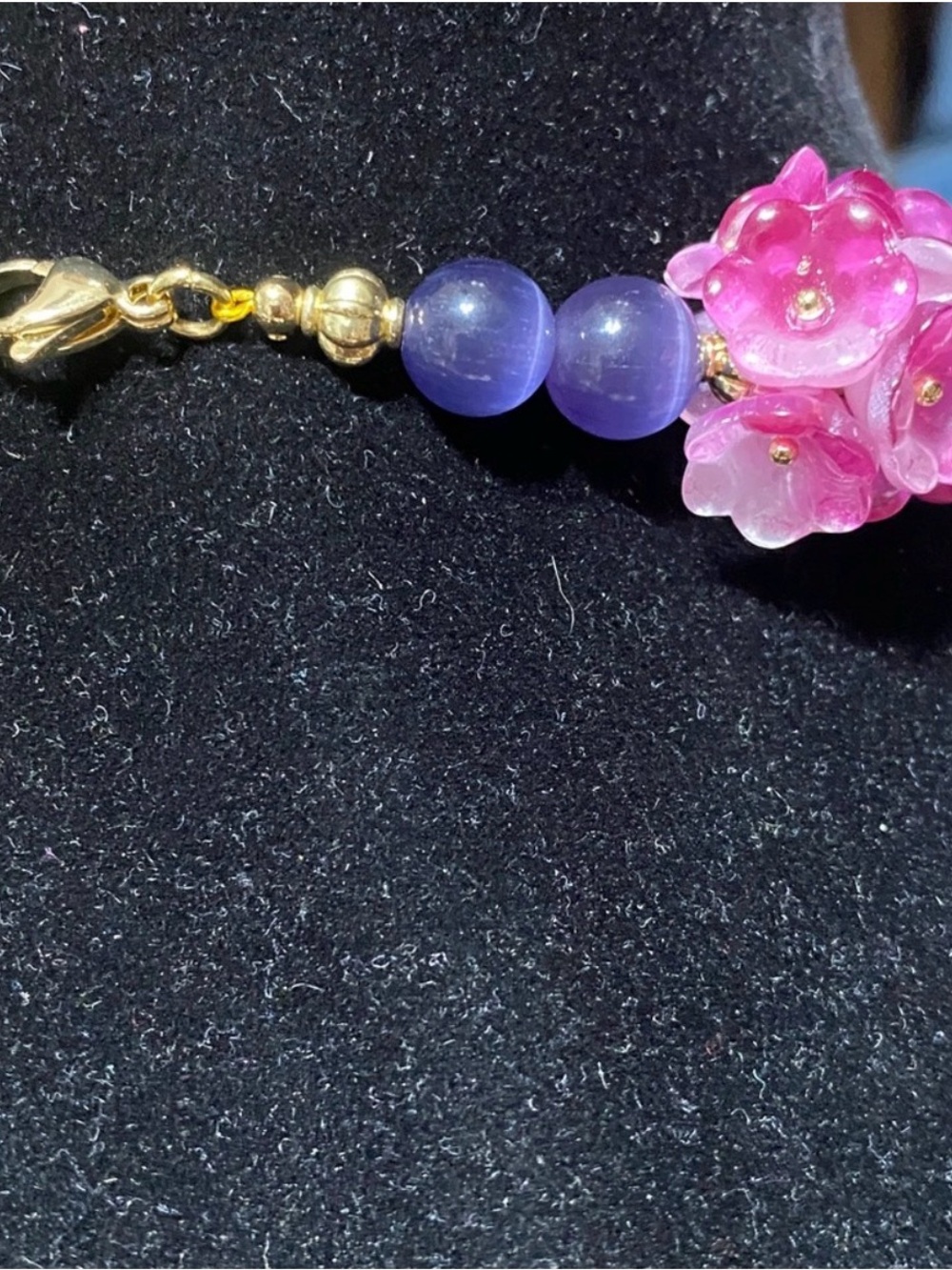 EYE CANDY LOS ANGELES Yasamin pink & purple Floral Beaded Choker Necklace 18” - Picture 9 of 12